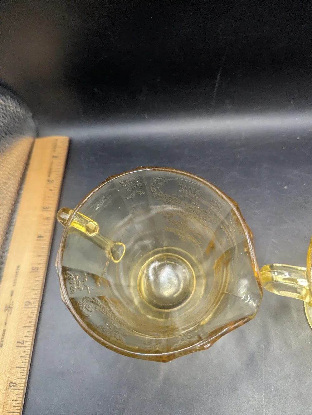 Vintage Federal Glass Madrid Pattern Yellow Depression Glass Creamer And Sugar